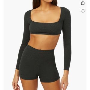 WeWoreWhat Cotton Bra Jersey Top - dark heather grey NWT